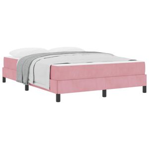 vidaXL Lit &agrave; ressorts avec matelas Rose 140 x 220 cm tissu