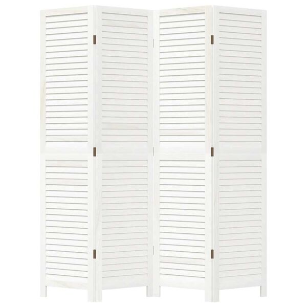 vidaXL Cloison de s&eacute;paration 4 panneaux blanc bois de paulownia massif