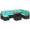 vidaXL Ensemble de canap&eacute; de jardin avec coussin 9 pcs Noir polyrotin