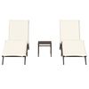 vidaXL Chaises longues lot de 2 avec table marron r&eacute;sine tress&eacute;e