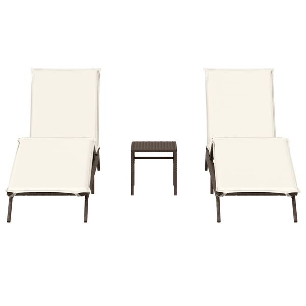 vidaXL Chaises longues lot de 2 avec table marron r&eacute;sine tress&eacute;e