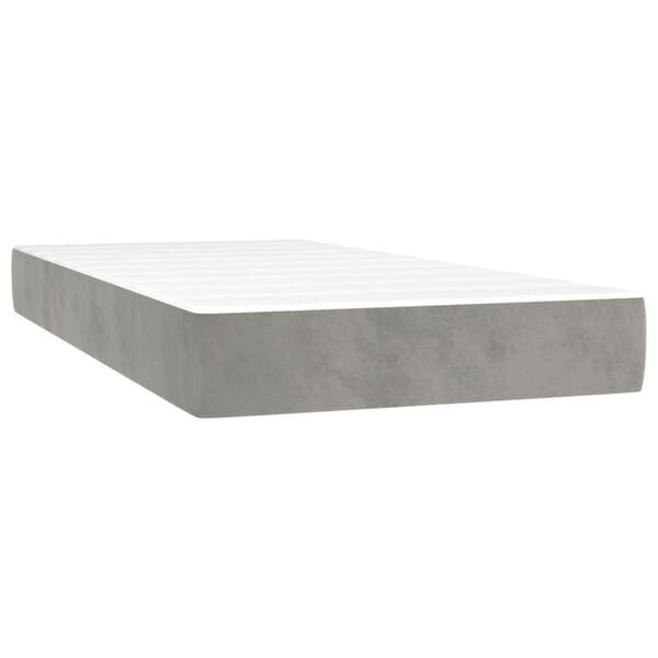 vidaXL Sommier &agrave; lattes de lit et matelas Gris clair 100x200cm Velours
