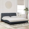 vidaXL Lit avec matelas gris fonc&eacute; 180x200 cm velours