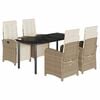 vidaXL Ensemble &agrave; manger de jardin avec coussins 5pcs Beige poly rotin