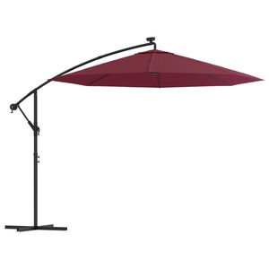 vidaXL Parasol de jardin en porte-&agrave;-faux et lumi&egrave;res LED m&acirc;t en acier
