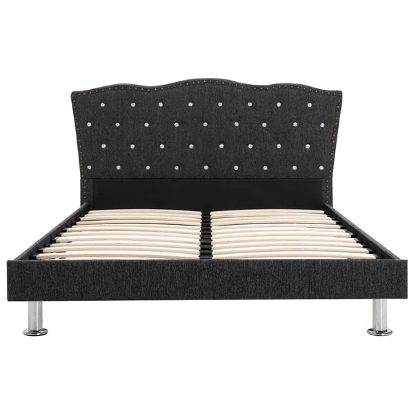 vidaXL Lit avec matelas Gris fonc&eacute; Tissu 140x200 cm