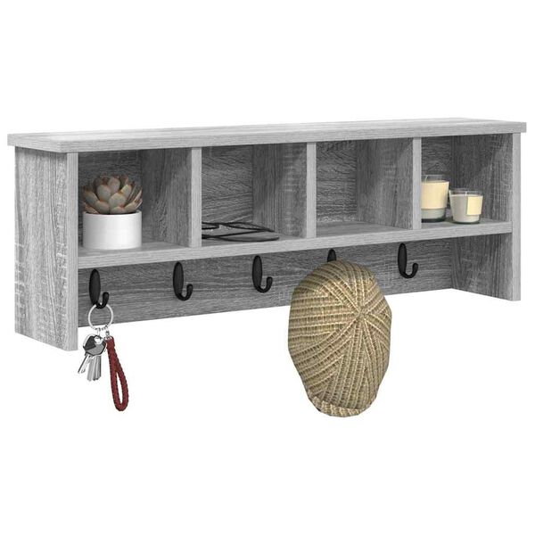 vidaXL Porte-manteau mural avec &eacute;tag&egrave;re Sonoma gris 75 x 16 x 26 cm