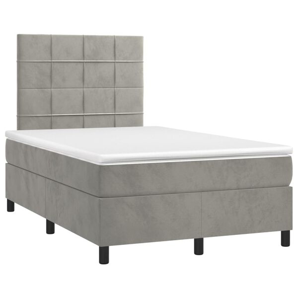 vidaXL Sommier &agrave; lattes de lit matelas et LED Gris clair 120x200 cm