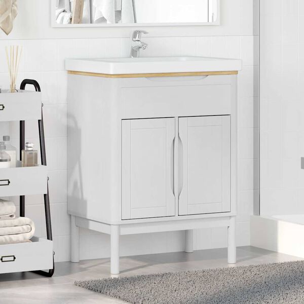 vidaXL Meuble sous Lavabo de Salle de Bain FLORO Blanc 60 x 40 x 80 cm