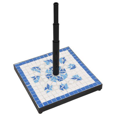 vidaXL Base de parasol bleu et blanc carré 12 kg