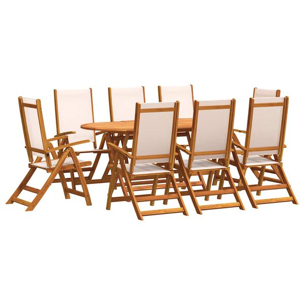 vidaXL Ensemble &agrave; manger de jardin 9pcs bois d'acacia solide textil&egrave;ne