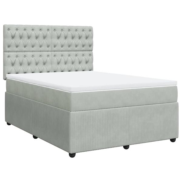 vidaXL Sommier &agrave; lattes de lit et matelas Gris clair 140x200cm Velours