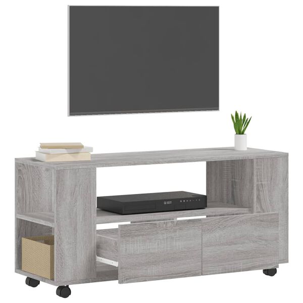 vidaXL Meuble TV sonoma gris 102x34,5x43 cm bois d'ingénierie