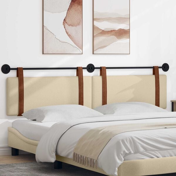 vidaXL T&ecirc;te de lit suspendue Uni Cr&egrave;me 210 x 55 x 5 cm PU antique