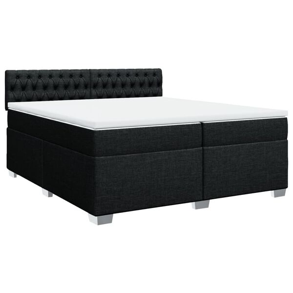 vidaXL Sommier &agrave; lattes de lit avec matelas Noir 200x200 cm Tissu