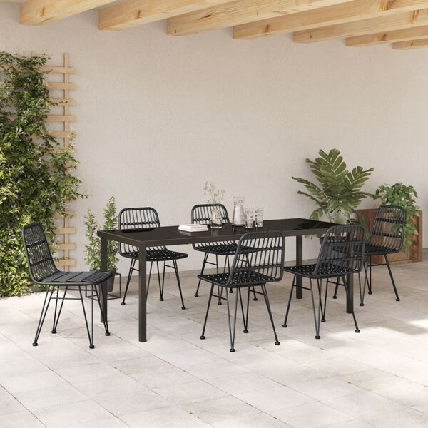 vidaXL Ensemble de salle &agrave; manger pour jardin 7 pcs Noir