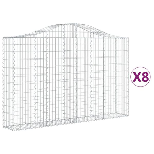 vidaXL Paniers à gabions arqués 8 pcs 200x30x120/140 cm Fer galvanisé