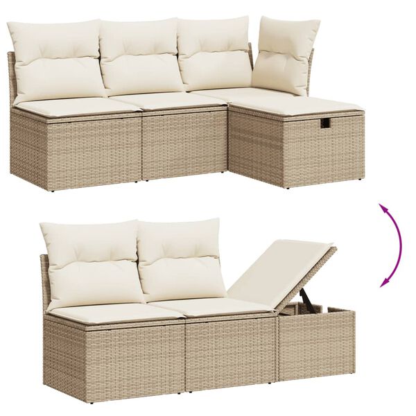 vidaXL Salon de jardin avec coussins 10 pcs beige r&eacute;sine tress&eacute;e