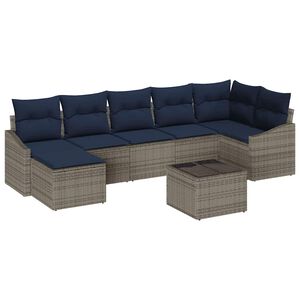 vidaXL Ensemble de canap&eacute; de jardin Gris et marine polyrotin