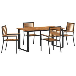 vidaXL Ensemble de salle &agrave; manger pour jardin 5 pc Noir
