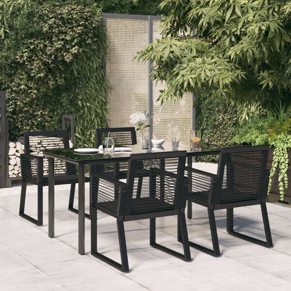 vidaXL Ensemble à manger de jardin 5 pcs Noir Rotin PVC