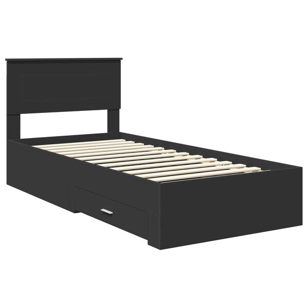 vidaXL Cadre de lit Noir et argent 75 x 190 cm Bois d'ing&eacute;nierie