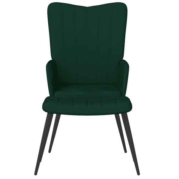 vidaXL Chaise de relaxation avec tabouret Vert fonc&eacute; Velours