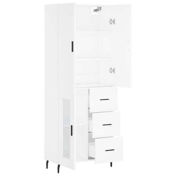 vidaXL Buffet haut Blanc 69,5x34x180 cm Bois d'ingénierie