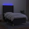 vidaXL Sommier &agrave; lattes de lit matelas et LED Noir 100x200 cm Tissu