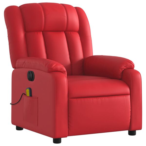 vidaXL Fauteuil de massage inclinable électrique rouge similicuir