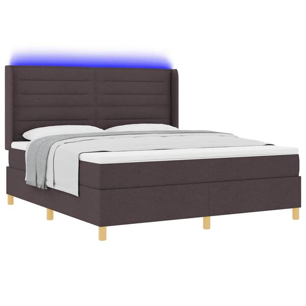 vidaXL Lit &agrave; ressorts avec matelas Marron 140 x 200 cm tissu