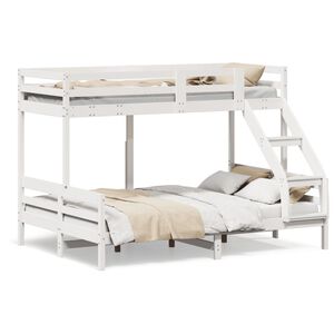 vidaXL Lit superposé sans matelas 80x200/140x200 cm blanc bois massif