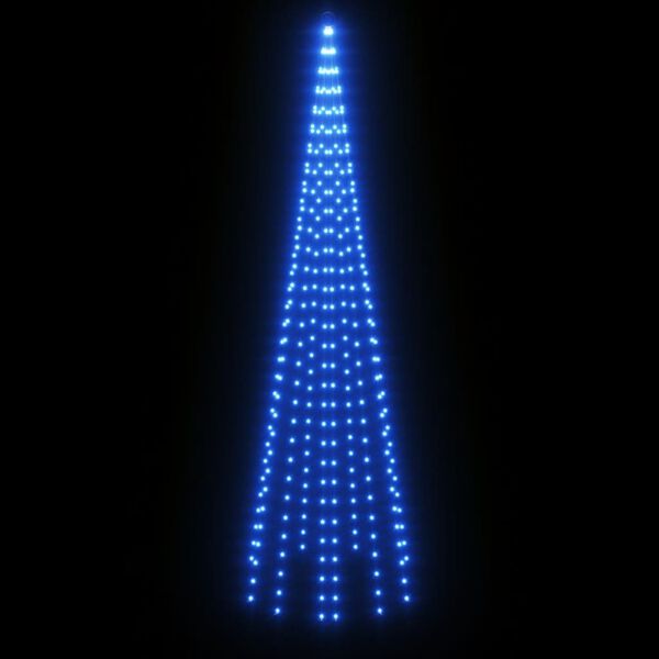 vidaXL Sapin de Noël sur mât de drapeau 310 LED Bleues 300 cm