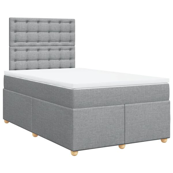 vidaXL Sommier &agrave; lattes de lit et matelas gris clair 120x190 cm tissu