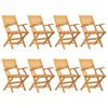 vidaXL Chaises pliantes, lot de 8, 55 x 62 x 90 cm, en bois de teck massif