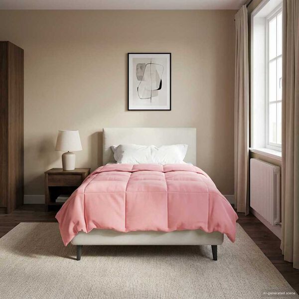 vidaXL Duvet d'hiver Matelass&eacute; Rose 135 x 200 cm Microfibre