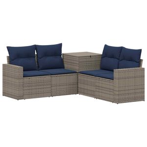 vidaXL Ensemble de Canap&eacute;s 5 pc Gris et bleu marine