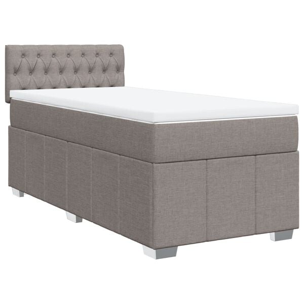 vidaXL Sommier &agrave; lattes de lit avec matelas Taupe 90x200 cm Tissu