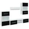 vidaXL Meuble TV mural 5 pi&egrave;ces avec &eacute;clairage LED Noir