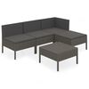 vidaXL Salon de jardin 5 pcs avec coussins résine tressée gris