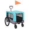 vidaXL Remorque de v&eacute;lo pour chiens et poussette 2-en-1 bleu et gris