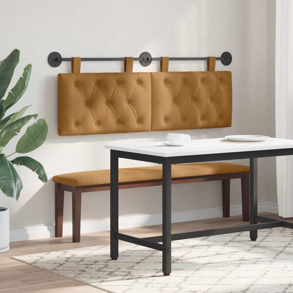 vidaXL T&ecirc;te de lit suspendue Marron 150 x 55 x 7 cm Velours