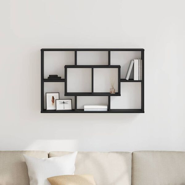 vidaXL &Eacute;tag&egrave;re Murale Ch&ecirc;ne noir 85 x 16 x 52,5 cm Bois d'ing&eacute;nierie