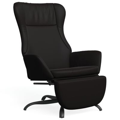vidaXL Chaise de relaxation avec repose-pied Noir brillant Similicuir