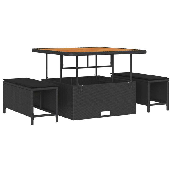vidaXL Ensemble de canap&eacute; de jardin avec coussin 13 pcs Noir