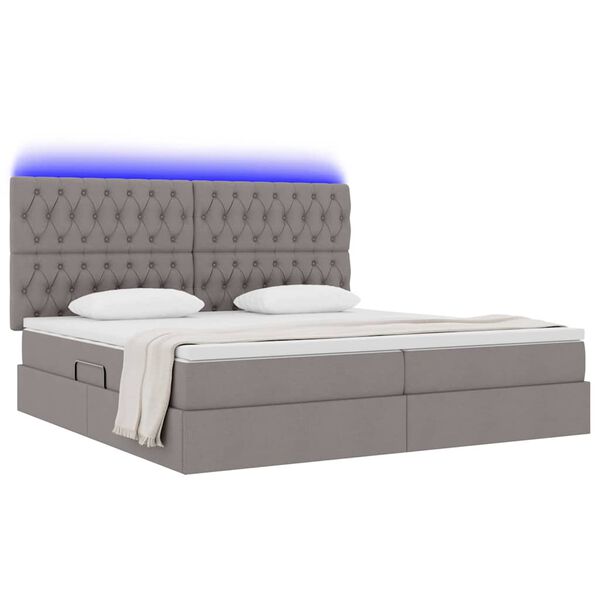 vidaXL Lit avec rangement et LED avec LED Taupe 200 x 200 cm Polyester