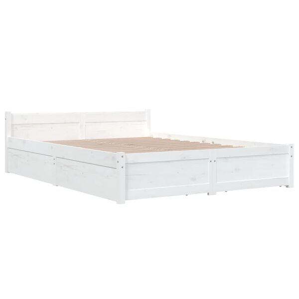 vidaXL Cadre de lit sans matelas avec tiroirs blanc 120x200 cm
