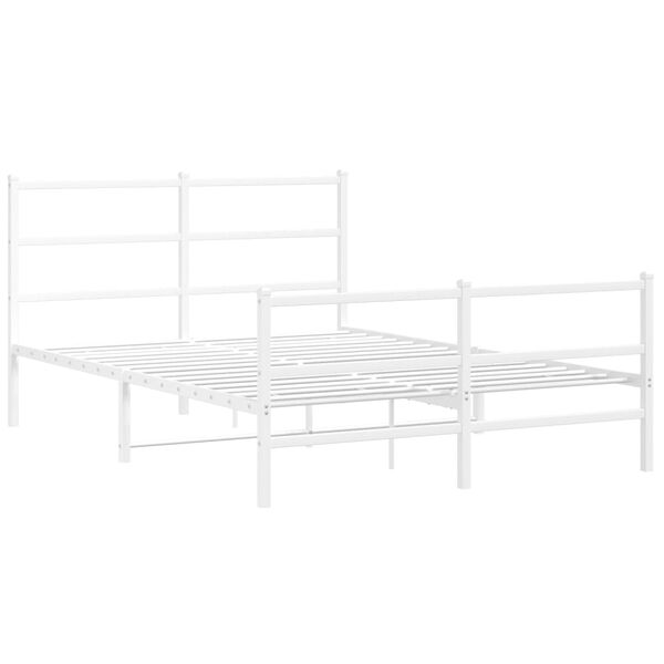 vidaXL Cadre de lit m&eacute;tal sans matelas et pied de lit blanc 140x200 cm