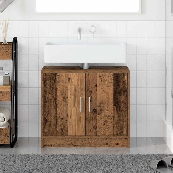 vidaXL Cabinet de salle de bain avec porte Bois Ancien 63 x 29 x 55 cm
