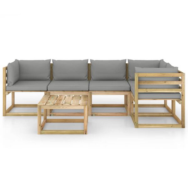 vidaXL Salon de jardin 6 pcs avec coussins bois de pin impr&eacute;gn&eacute;